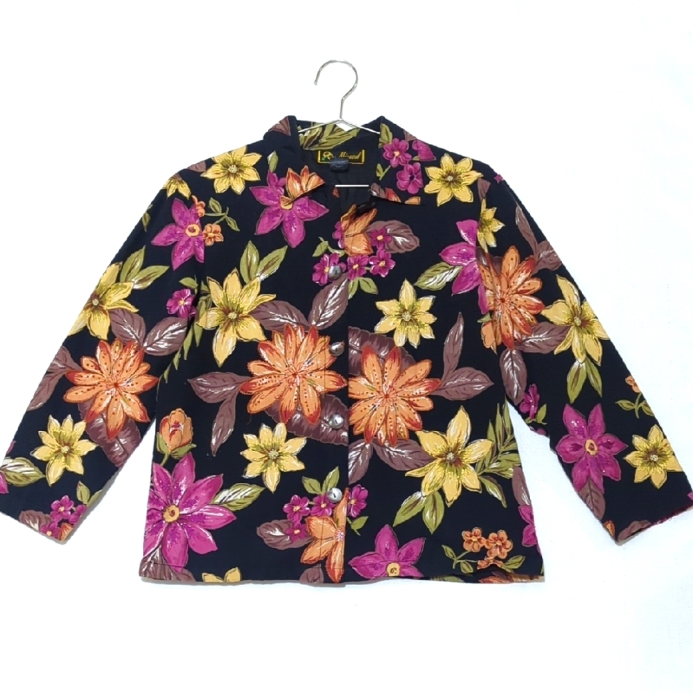 Vintage | Mirasol | Floral | Beaded | Shacket | Blouse | Chic | Summer | Retro |